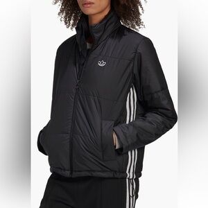 Adidas Women’s Black Puffer Jacket with Stripes